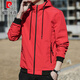 Pierre cardin spring and autumn jacket men's new 2025 hooded jacket thin youth loose jacket solid color jacket men's clothing K12131 black M [recommended 100-110Jin [Jin equals 0.5 kg]]
