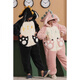 Woodcutter couple one-piece pajamas female student autumn and winter cartoon coral velvet plus velvet thickened home clothes men's loose coral velvet-YPF#3890# [zippered one-piece] L larger men's style [recommended 120-140Jin [Jin equals 0.5 kg]]