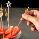 Magic Bean Shenghuo internet celebrity golden fruit picks disposable bamboo picks toothpicks fruit forks snacks dessert cocktail decoration flower picks golden love 12cm (100 pieces)