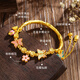 
China Gold (CHINA GOLD) Gold Bracelet Women's Football Kingdee Love Flower Half Bracelet Gold Bracelet Chinese Valentine's Day Gift to My Girlfriend Wife Mom Flower Divine Fairy Trail Half Bracelet Gold Weight About 9.0g