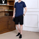 Playboy Dad Summer Ice Silk Set Short Sleeve T-Shirt 2025 Neue mittlere und ältere Vatertags Sommer-Freizeitsportmänner JM-723 Royal Blue [zweiteiliger Set] 3xl [Vorgeschlagen 160-180jin [Jin gleich 0,5 kg]]