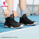 Jordan Qiaodan Herrenschuhe Basketballschuhe City Herbst Herbst Neue Leder Gesichtsgesichts-resistenter schockabsorbierender Turnschuhe schwarz 42