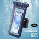 Swimming mobile phone waterproof bag arm hanging sealed protective cover arm bag arm wrist snorkeling special touch screen gray blue selfie style丨patented hand rest
