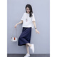 Hengyuanxiang cotton and linen dress for women loose 2025 summer new product casual age-reducing two-piece set temperament linen fashion suit white top + beige skirt S [80-105Jin[Jin equals 0.5 kg]]