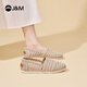 Happy Mary (J/M) mesh shoes for women 2025 summer new style breathable one-foot casual shoes light lazy commuter single shoes canvas shoes for women gold 39