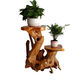 Root Talled Stand Tree Root Ornament Natural Log Sala de estar de madera maciza Base de pescado de bonsai de múltiples capas Balcón de hiedra verde H6130 Para más estilos, comuníquese con el servicio al cliente