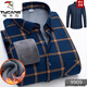 Woodpecker papa chemise automne et hiver des hommes d'âge moyen Ajouter des vêtements chauds épaissis de toison grand-père et de chemise décontractée d'âge moyen et de base de base