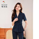 Traje de manga corta gris de carpintero Juego para mujeres Temperamento profesional de verano Gerente de vinos Herramienta Beauty Salon Jewellry Work Ropa 9732 Traje gris + B256 Pantalones grises XL (113-122Jin [Jin es igual a 0,5 kg])