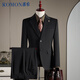 ROMON suit + vest + trousers wool suit suit men's business formal wedding dress men's black XL