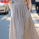 Vestido de hengyuanxiang, falda larga de mujeres, temperamento francés hermoso y único, cuello redondo, gris, adelgazamiento y reducción de edad 2025 Summer New Style, Gray S (recomendado 85-100Jin [Jin iguala 0.5 kg])