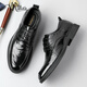Millies first layer cowhide men's shoes British business casual shoes glossy retro men's wedding shoes leather shoes men U1291 black 40