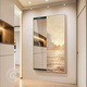Dexu 2024 log viento amonente empuje espejo de longitud completa espejo invisible cubierta cerrada cubierta de aderezo escondido espejo decorativo pintura de aderezo M3519 xiayang espejo un 40*120cm [en la puerta] Aluminio de aleación marco negro + izquierda