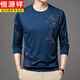 Hengyuanxiang (Hyx) T-shirt à manches longues d'âge moyen et jeune pour le printemps et l'automne mince Cascal Round Neck 2025 Nouveau t-shirt de base pour hommes d'âge moyen B6627 Shangqing 2xl 180/120/54 recommandé 155-175jin [Jin est égal à 0,5 kg]