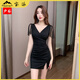 Raft Core Nightclub Arbeitskleidung für Frauen Nachtclub Kleid für Frauen Deep V Kleid Fußmassage Fußbadetechniker Arbeit Kleidung sexy Hüften 3893 weiß m hadet 95-105jin [Jin gleich 0,5 kg]