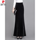 Pierre Cardigan long gold velvet skirt fishtail skirt spring draping effect slimming tall women hip-covering long skirt showing temperament black 2XL 140-155