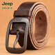 JEEPSPIRIT Jeep Jeep head layer pure cowhide belt men casual handmade belt men genuine leather pin buckle retro trouser belt trend 1047 retro bronze buckle thickened belt 110cm