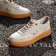 Spring and Autumn Men's Shoes Genuine Leather Real Cowhide Breathable Beef Tendon Sole Shoes Air Force All-match No. 1 Wheat Color Sports and Casual 898 White 44
