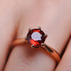 COASZE red gemstone ring for women 18K gold garnet color treasure classic six-claw rose gold gemstone for girlfriend, red 18K gold, about 1 carat garnet