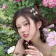 ins simple super fairy temperament bow hair clip gentle sweet girl heart bangs clip side clip Japanese and Korean headdress Pearl white bow hair clip 6 pieces