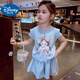 Disney Baby Girls Suit Summer 2025 New Fashionable Summer's Shorts Shorts Shorts Shorts Bow delgada Casual Dos piezas Set azul - Girl de dibujos animados [Top + Pantalones] 100 (actualización) - Altura recomendada por debajo de 95 cm
