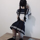 情趣内衣2024新款性感床上战袍校园jk制服大码睡衣服套装 蓝纱套装+9756灰+黑条纹袜 L建议110-120斤