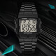 Shinuoke Square Classic Classic Retro Steel Band Sport Sport Electronic Watch Student Männer Multifunktional Water of Washof Watch 9905 Schwarz (Leichtmetallriemen)