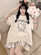 可爱hellokitty睡衣女款纯棉夏季短袖薄款加大码200斤学生家居服 QYS9926 M （适合80-100斤）