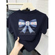 [100% pure cotton] front shoulder short-sleeved T-shirt women's 2025 new ins fashion and fashionable and versatile age-reducing top XY white gray-blue bow letter S (recommended 85Jin [Jin equals 0.5 kg])