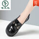 Chaussures en cuir rond de marque de pic pour femmes 2025 Nouveaux chaussures simples à talon épais semelles à sofle en cuir à mi-talons Chaussures pour femmes noir 826 modèles 37