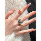QUAMER ancient imitation enamel colorful butterfly ring for women inlaid with zircon ring as a birthday gift for girlfriend and wife blue butterfly ring-opening