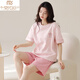 Madallo Summer Cotton Pyjamas Ladies 2025 Nouveaux vêtements pour femmes à manches courtes de grande taille Le costume d'été peut être porté sur le style mince extérieur A9859 Cherry Red 2xl 140-160jin [Jin est égal à 0,5 kg]]]