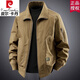 Pierre Cardin 2025 Spring and Autumn Pure Cotton New Pilot Jacket Fashion Men's Loose Casual American Retro Jacket Military Color XL Recommended 130-145 Jin Jin equals 0.5 kg Wear