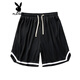 Playboy (PLAYBOY) sports shorts men's summer American basketball shorts ice silk quick-drying five-point mid-pants men's loose casual pants 1478-Black + 1478-White L