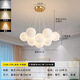Nordic Simple Wohnzimmer Internet Prominente Beleuchtung cremiger Schlafzimmer Restaurant Planet Kronleuchter Zhongshan Home Dekoration Mondlampe 9734-Golden 7-köpfige dreifarbige Lichtweißkugel