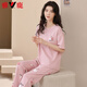 Yalu High-End New Pyjamas für die Sommer-Kurzärmer-Hose für Frauen im Sommer für Frauen für Frühlings-, Herbst-, Sommer- und Sommer-Dünnhaus-Kleidungsstücke ZH-9721 M