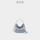 ELLE women's bag 2025 new bag denim crossbody bag versatile letter embroidered handbag commuter bucket bag denim blue