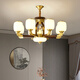 Sanxiong Aurora Neue chinesische Kronleuchter Wohnzimmer Lichter Walnussfarbe Chinesische Schlafzimmer Schlafzimmer Esslicht Moderne atmosphärische chinesische klassische Lichter HX9928 Kopf Drei Farben wechseln Licht