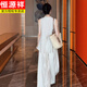 Hengyuanxiang Summer Beauty Set 2025 Super Hot New Lazy Temperament Celebrity Fashion Sleeveless Top Wide Legs Pants Set Women's Oat Color L [Suggested 100-110Jin [Jin equals 0.5 kg]]