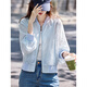 
Awakening Paradise Summer Fashion Korean Version Simple and Versatile Thin Baseball Clothes Cardigan Long Sleeve Top Casual Sun Visor Women Blue S