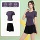 Best Lun Outdoor Casual Sports Set Fashion Badminton Clothes Women's Tennis Clothes Pink Purple Top + Purple Shorts XL
