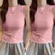 Nuevo chaleco base de moda y versátil para mujeres en verano, top sin mangas de hombro ancho de verano, ropa exterior, sensación de alta gama K11-rosa XL, recomendado 110-125 Jin [Jin iguala 0.5 kg]