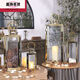 Chandelier à chandelle dîner européen simple en acier inoxydable léger luxe chandeliers ornements en argent doré éolien éolien clair