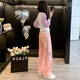 MAGIOPY国际奢侈高档品牌盐系穿搭休闲时尚套装女2025春季洋气减龄针织衫 上衣+粉色裤子 XL(121-130斤)
