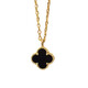 18K gold four-leaf clover necklace for women rose gold clavicle chain short activity color single pendant single pendant medium yellow I gold black agate