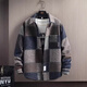 Kuraishi Kazuki plaid splicing lapel woolen jacket for men spring and autumn high-end handsome casual trendy jacket for men brown XL