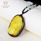 Jiale beeswax pendant for men and women with leather dragon, rich and auspicious pendant amber beeswax necklace pendant birthday gift