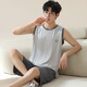 Shuo Gujin (SHUO GU JIN) official modal ice silk men's pajamas summer short-sleeved shorts thin teenagers large size can wear home clothes outside 3520# L