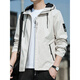 Playboy Spring Jacket Herren 2025 Neuer Frühling und Herbst mit Kapuze dünne junge lose Jacke kurzer farbiger Kleid K12131 Black M [Vorgeschlagen 100-110jin [Jin gleich 0,5 kg]]]