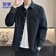 ROMON long-sleeved shirt men's autumn and winter trendy casual loose shirt trendy jacket men's black L