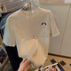 Chapitre cool (Kuzhang) T-shirt de coton pur de conception pour femmes avec grande taille Hong Kong saveur chic rétro à manches courtes à manches courtes à la mode d'été réduisant le top 3883 * Cali couleur Cali 32 m
